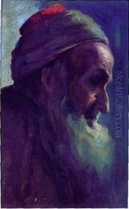 Portrait Of A Religious Jew Fromjerusalrm by Boris Schatz