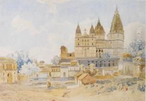 The Chaturbhuj Temple At Orchha; Washing At The Betwa River, Orchha, Madhya Pradesh, India, A Pair