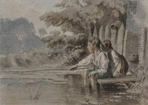 River Gorge With Bridge by Johann Georg Schedler