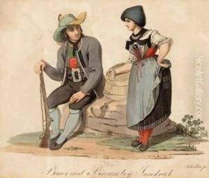 "bauer Und Baurin By Innsbruck" Unten Rechts In Der Platte Signiert: Schedler Fec by Johann Georg Schedler