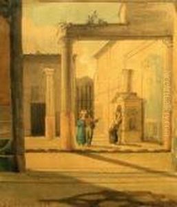 Figures Gathered At
A Well In An Italianate Courtyard Scene by Silvestro Feodorov. Schedrin