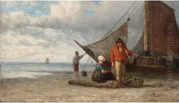 Fisherfolk On The Beach - view 1
