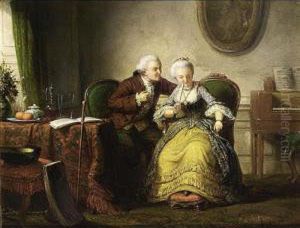 An Elegant Couple In An Interior by Andries Scheerboom