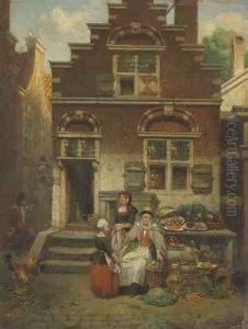 Niederlandische Gemuseverkauferin by Hendricus Johannes Scheeres