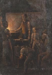 Schmiedewerkstatt. by Hendricus Johannes Scheeres