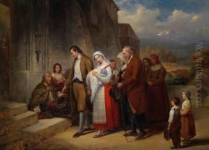 Invitati Al Battesimo Davanti Al Portale Della Chiesa by Henry Schaffer