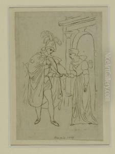 Faust Und Gretchen by Johann Evangelist Scheffer Von Leonhardshoff