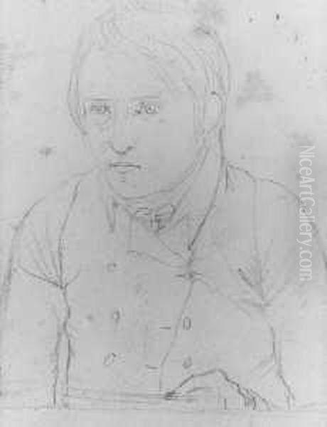 Bildnisstudie Eines Jungen Mannes (moglicherweise Ein Selbstbildnis). Verso: Fragment Einer Stehenden Figur Mit Einem Kind. Bleistift Auf Papier. H 9,3; B 7,2 Cm. Provenienz: Aus Dem Nachlas Der Kolner Kunsthistorikerin Dr. Hella Robels. Der Fruhverst - view 1