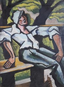 Man On A Bench by Hugo Scheiber