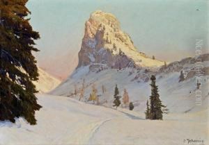 Gipfel In Winterstimmung by Leopold Scheiring