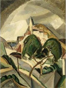 Village Provence, Les Angles by Lodewijk Schelfhout