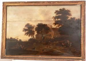 A Riverside Landscape With Homestead by Willem Schellinks