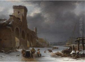 Winter Landscape With The Tiber And The Ponte Molle, Rome