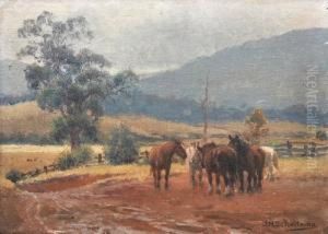 Horses On A Country Road by Jan Hendrik Scheltema