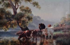 cattle By A Stream by Jan Hendrik Scheltema