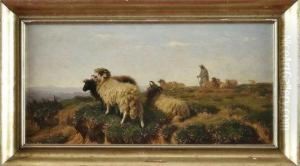 Berger Et Son Troupeau Dans Les Landes by August Friedrich Schenck