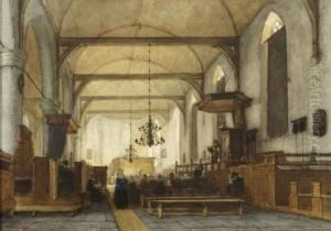 The Interior Of The Bakenesse Church, Haarlem by Jan Jacob Schenkel