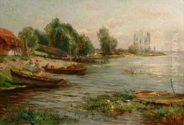 Figures And Boats On A Shore - view 1