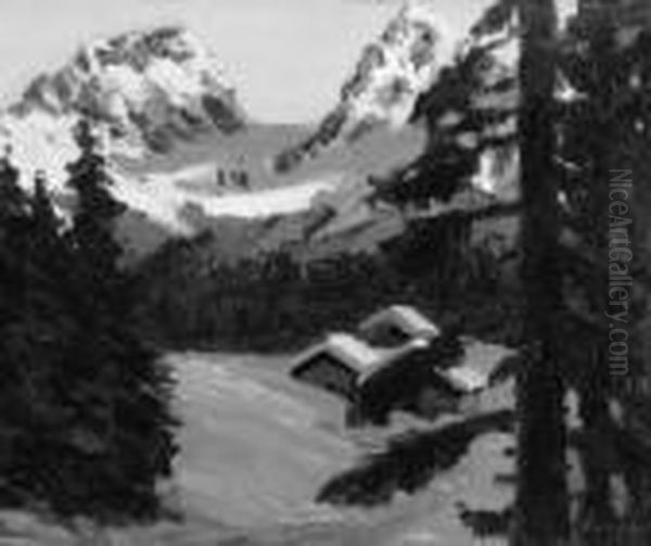 "verschneite Alm Bei Kitzbuhel". Sign., Rucks. Bez. Und Betitelt - view 1