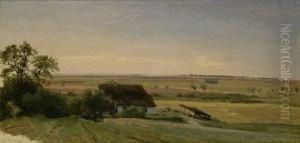 Weite Landschaft In Westpreussen, Im Vordergrund Ein Bauernhaus