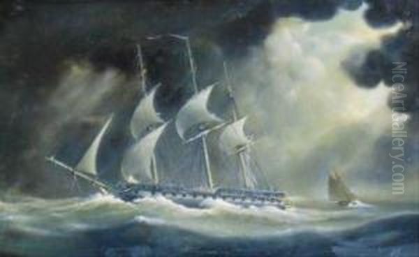 Schooner Running In A Storm - view 1