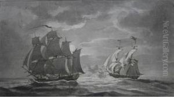 Packet Boat Escaping From A Privateer - view 1