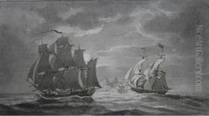 Packet Boat Escaping From A Privateer by John Christian Schetky