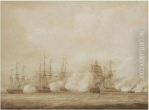 A Naval Action Between The Austrians And The Danes, Off Heligoland by John Christian Schetky