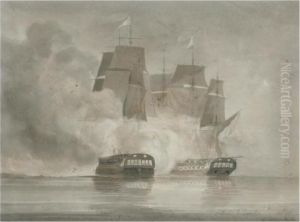 A Drawn Battle Between The French Frigate Arethuse And The British Frigate Amelia by John Christian Schetky