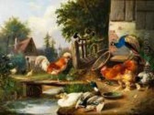 Federvieh Am Dorfbach by Julius Scheurer