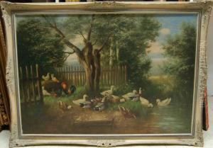 "enten Und Huhner Am Teich" by Otto Scheuerer