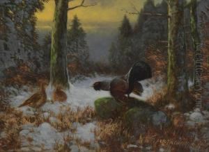 Balzender Auerhahn Im Winterwald by Otto Scheuerer
