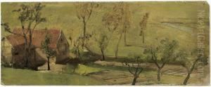 Sommerliche Landschaft Mit Weiler by Caspar Johann Nepomuk Scheuren