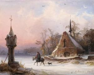 Winterlandschaft Mit Kapelle by Caspar Johann Nepomuk Scheuren