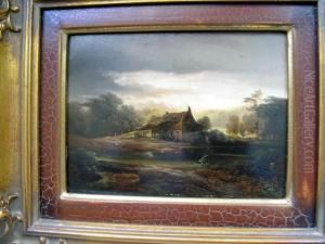 Landschaft Mit Gehoft Bei Aufziehendem Gewitter