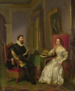 Torquato Fasso And Elenore D'este by Felice Schiavoni