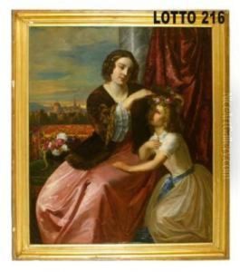Le Nobili Emilia E Alvina Kugelgen Con Vienna Sullo Sfondo by Natale Schiavoni
