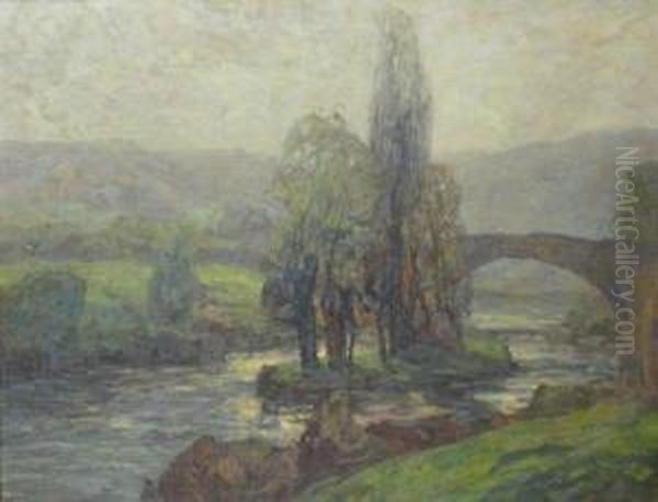 Flusslandschaft Mit Brucke - view 1