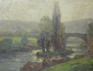 Flusslandschaft Mit Brucke