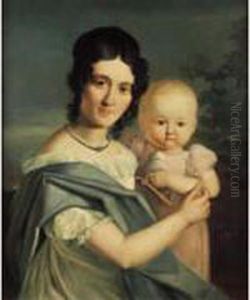 Portrait D'une Femme Avec Son Enfant by Christian Karl Aug. Schieferdecker