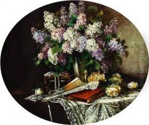 Life With Lilacs, Roses, Jewellery And A Book On A Table Life With Lilacs, Roses, Jewellery And A Book On A Table