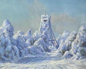 Winterlandschaft Mit Holzplattform