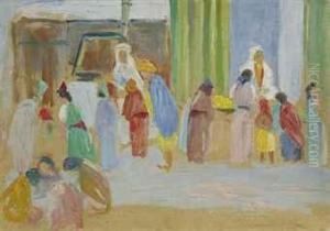 Algerischer Basar by Ernst Traugott Schiess