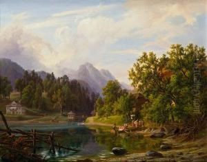 Grundlsee Bei Aussee In Obersteyr by Anton Schiffer