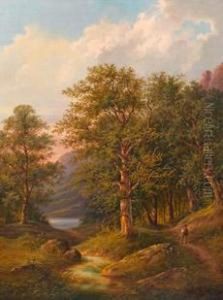 Grose Waldlandschaft Mitwanderer by Anton Schiffer