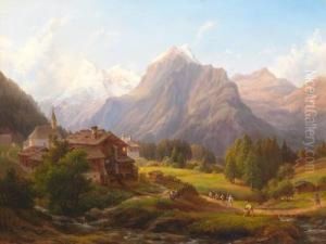 Blick Von Fusch Im Pinzgauauf Das Wiesbachhorn In Den Hohen Tauern by Anton Schiffer
