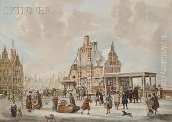 De Nieuwe Brug Met Het Paalhuis, Bjj Winter... - view 1