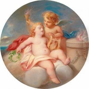 Putti In Den Wolken by Friedrich Schilcher