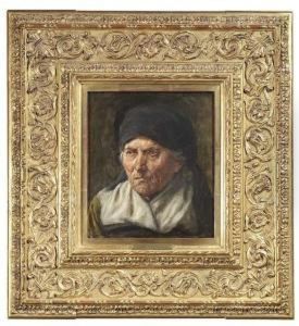 Portrait Of An Elderly Countrywoman. Oil/canvas, Signed. Cf. Boetticher, Friedrich Von, Malerwerke Des 19. Jahrhunderts, Volume Ii,2, P. 556 Schildknecht No. 1 by Georg Schildknecht