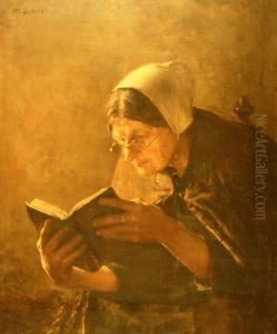 Lezende Vrouw. Gesigneerd by Martinus Schildt